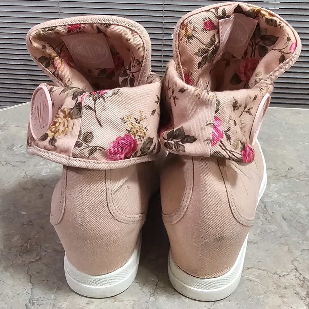 PALLADIUM pink high top hidden wedge sneakers Sz 9 - Picture 6 of 9